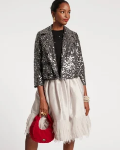 Frances Valentine Barbara Midi Feather Skirt><noscript><img width=