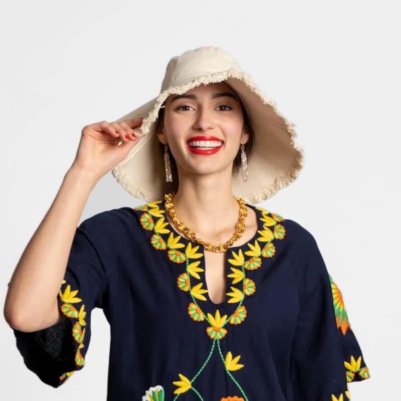 Frances Valentine Canvas Fringe Hat> Hats & Scarves