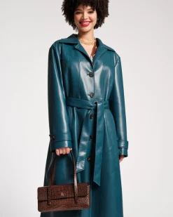 Frances Valentine Chelsea Faux Leather Trench Coat><noscript><img width=
