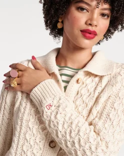 Frances Valentine Fisherman Cableknit Cardigan> Sweaters