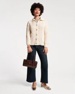 Frances Valentine Fisherman Cableknit Cardigan><noscript><img width=