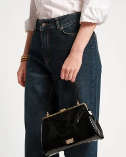 Frances Valentine Frances Frame Bag Patent Leather Black> Evening Bags
