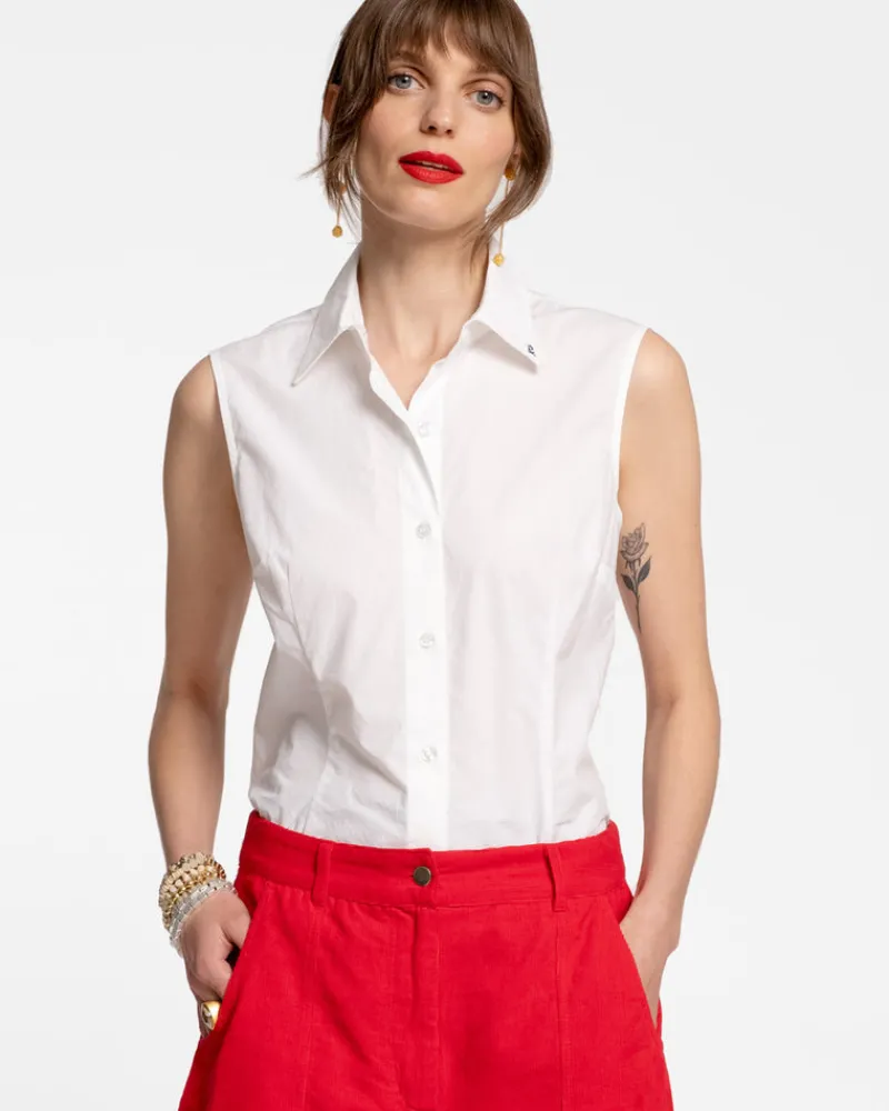 Frances Valentine Lizzie Pointed Collar Shell> Tops