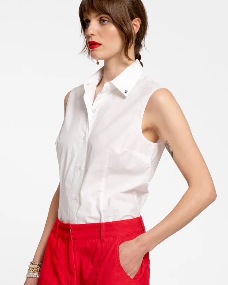 Frances Valentine Lizzie Pointed Collar Shell> Tops