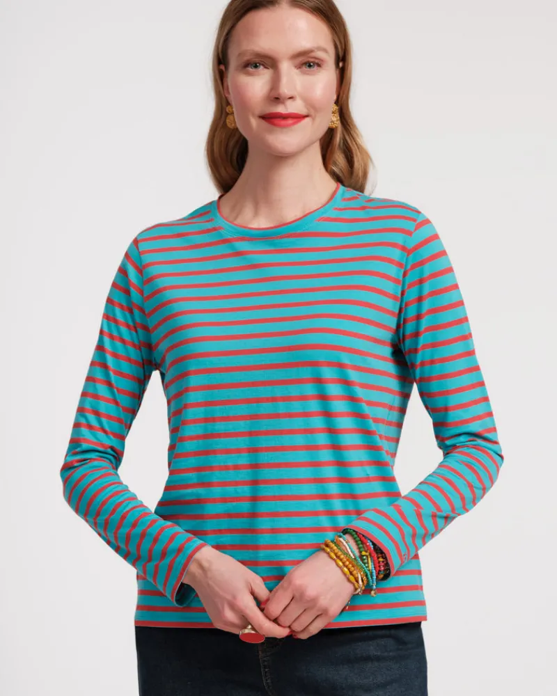 Frances Valentine Long Sleeve Striped Tee Shirt> Tops