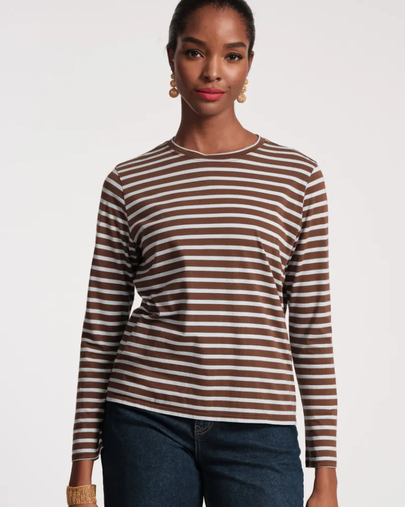 Frances Valentine Long Sleeve Striped Tee Shirt> Tops