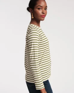 Frances Valentine Long Sleeve Striped Tee Shirt><noscript><img width=