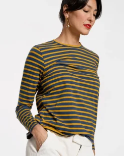 Frances Valentine Long Sleeve Striped Tee Shirt><noscript><img width=