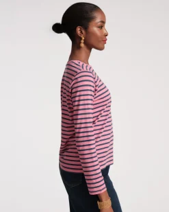 Frances Valentine Long Sleeve Striped Tee Shirt><noscript><img width=