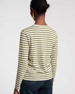 Frances Valentine Long Sleeve Striped Tee Shirt><noscript><img width=