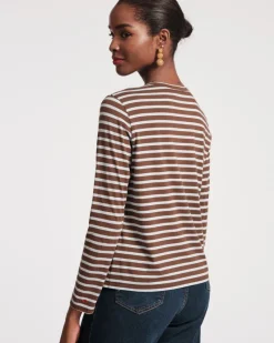 Frances Valentine Long Sleeve Striped Tee Shirt><noscript><img width=
