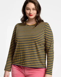 Frances Valentine Long Sleeve Striped Tee Shirt><noscript><img width=