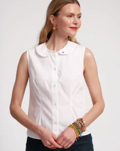 Frances Valentine Louise Collar Cotton Shell> Tops