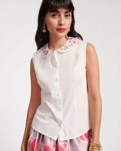 Frances Valentine Louise Floral Collar Top> Tops