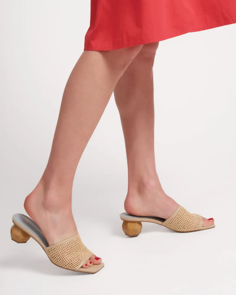 Frances Valentine Raffia Mesh Slide> Heels | Sandals