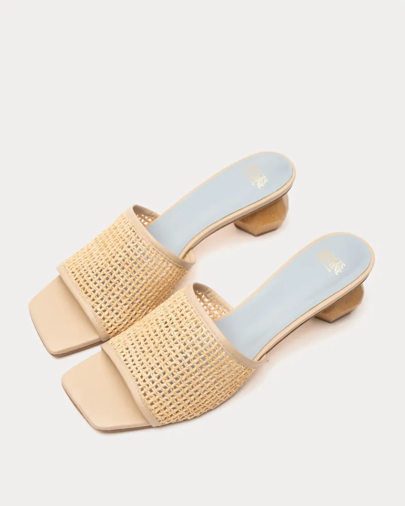Frances Valentine Raffia Mesh Slide> Heels | Sandals