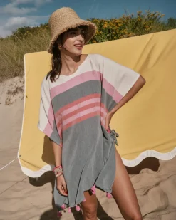 Frances Valentine Striped Cotton Poncho> Hats & Scarves