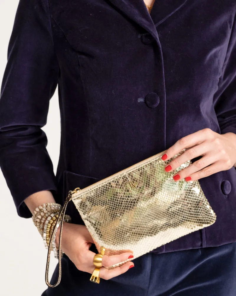 Frances Valentine Wristlet Snake Embossed Leather> Evening Bags